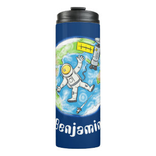 Termo Astronauta divertida en el espacio y el personaliz
