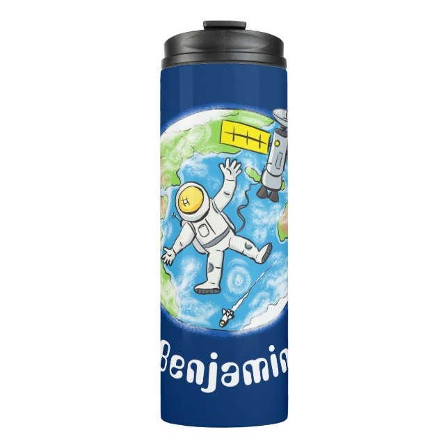Termo Astronauta divertida en el espacio y el personaliz (Anverso)
