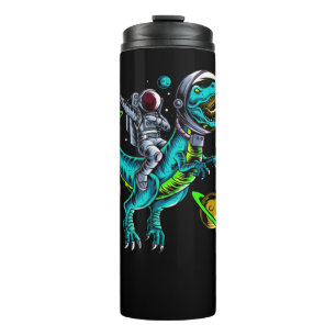 Termo Astronauta montando dinosaurio T-Rex
