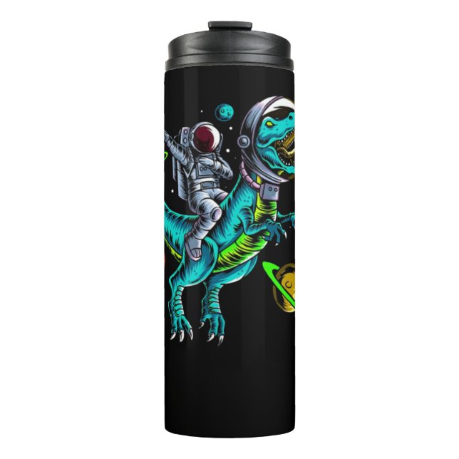 Termo Astronauta montando dinosaurio T-Rex (Anverso)