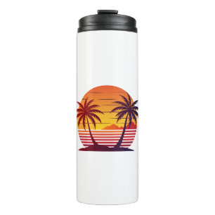 Termo Atardecer con vector de palmeras-98803