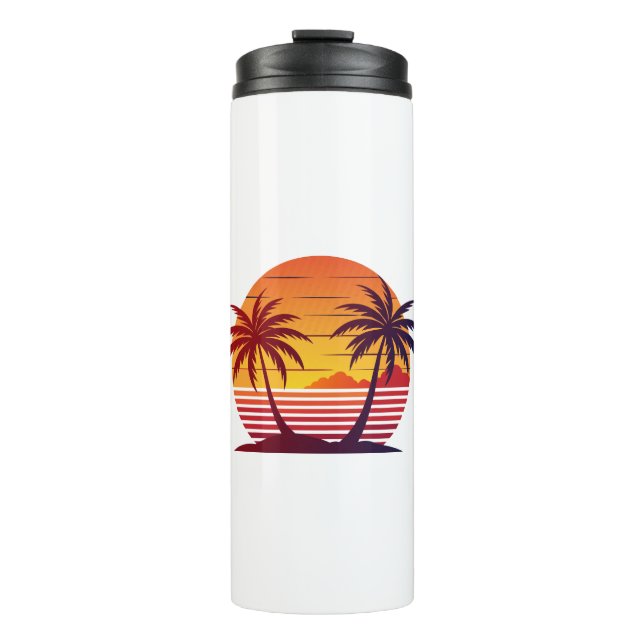 Termo Atardecer con vector de palmeras-98803 (Anverso)