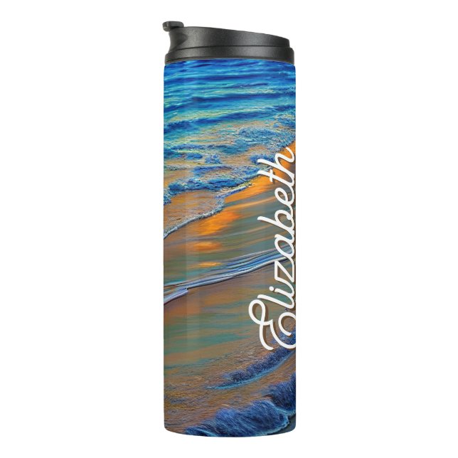 Termo Atardecer de isla con nombre personalizado (Rotado hacia la derecha)