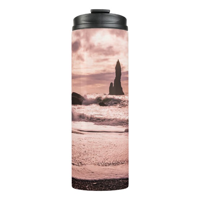 Termo Atardecer en la playa de arena negra de Reynisfjar (Anverso)