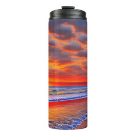 Termo Atardecer tropical con nombre personalizado