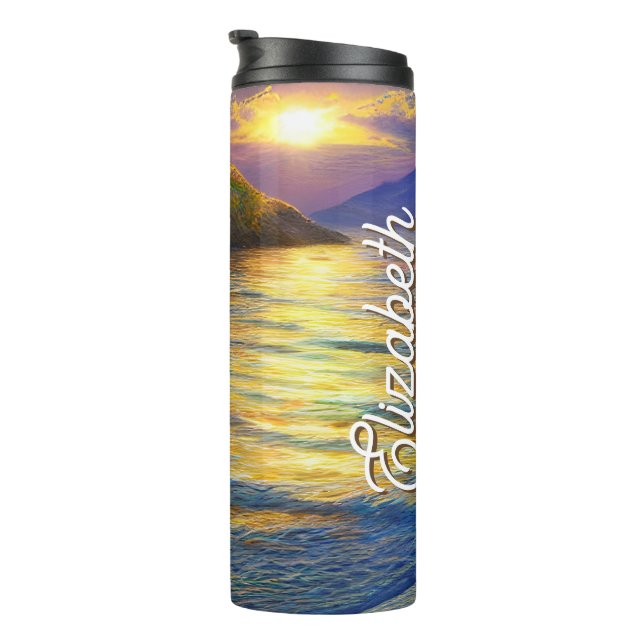 Termo Atardecer tropical transparente en el océano (Rotado hacia la derecha)