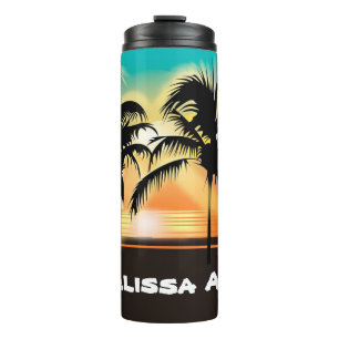 Termo Atardecer y palmeras