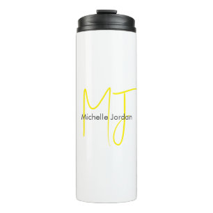 Termo Atractivo Monograma Amarillo Blanco Moderno Minima