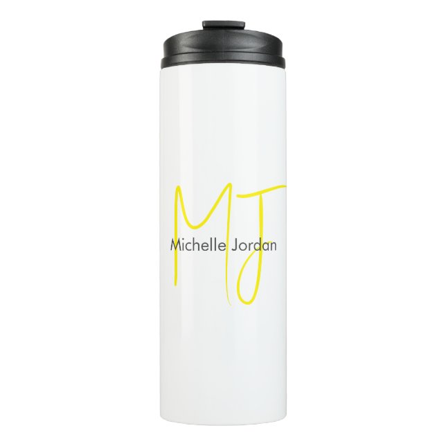 Termo Atractivo Monograma Amarillo Blanco Moderno Minima (Anverso)