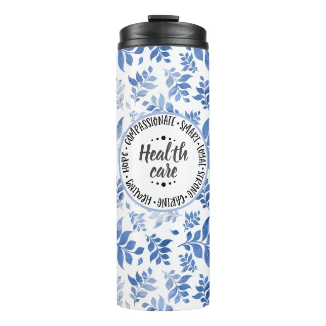 Termo Atributos de la atención médica estilo sauce azul  (Anverso)