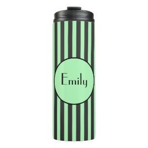 Termo Audaz Mint Green y Black Stripe Personalizado