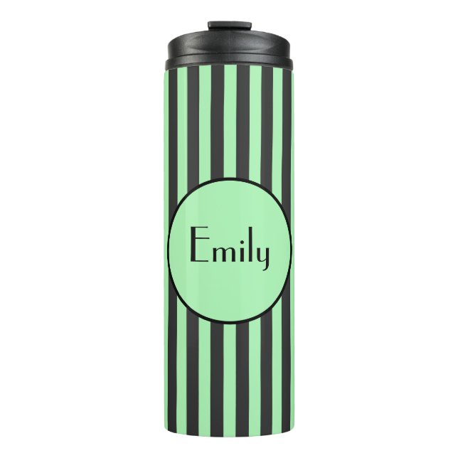 Termo Audaz Mint Green y Black Stripe Personalizado (Anverso)