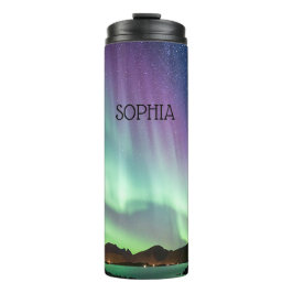 Termo Aurora borealis luces personalizadas con tu nombre