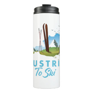 Termo Austria para esquiar. Imán botón poster