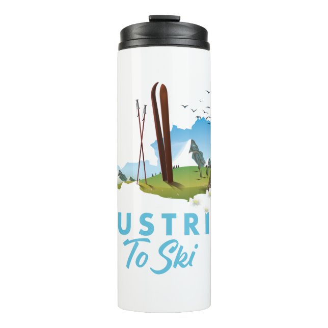 Termo Austria para esquiar. Imán botón poster (Anverso)