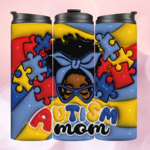 Termo Autism Mom 3D Inflado Tumbler