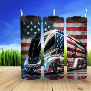 Termo Autobús de bandera estadounidense futurista