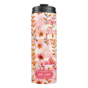 Termo Ava Leigh Floral color de agua rosa y Naranja