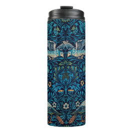 Termo Ave de época William Morris arte de aves florales