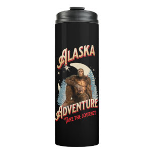 Termo Aventura de Bigfoot de Alaska Arte de Retro Natura