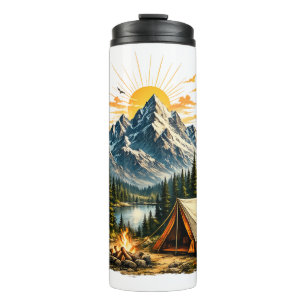 Termo Aventura de Camping en la Montaña Puesta de Sol Na