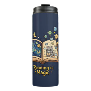 Termo Aventura de lectura mágica - Diseño kawaii de libr