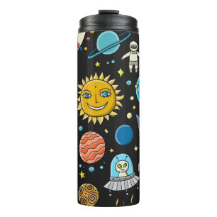 Termo Aventura espacial: planetas, patrón de cohetes.