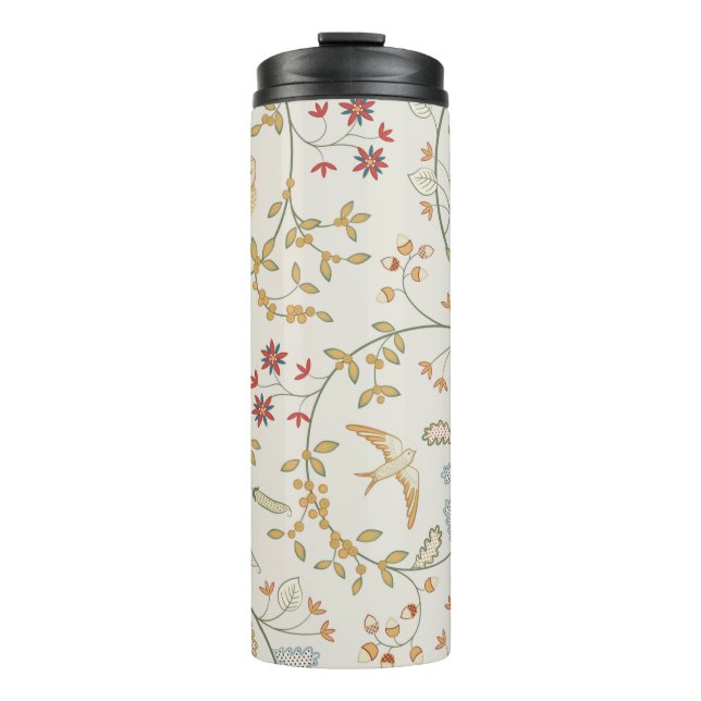 Termo Aves de cosecha virgen en folios con flores sin so (Anverso)