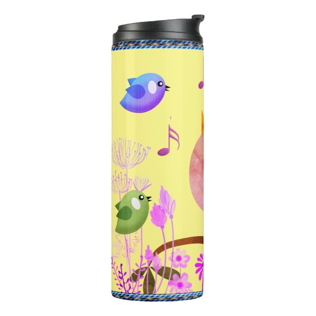 Termo Aves de primavera (con iniciales) Tumbler térmico (Rotado hacia la izquierda)