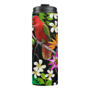 Termo aves exóticas y flores hermosas