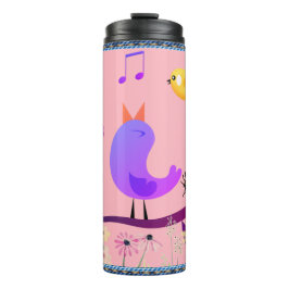 Termo Aves musicales (con iniciales) Tumbler térmico