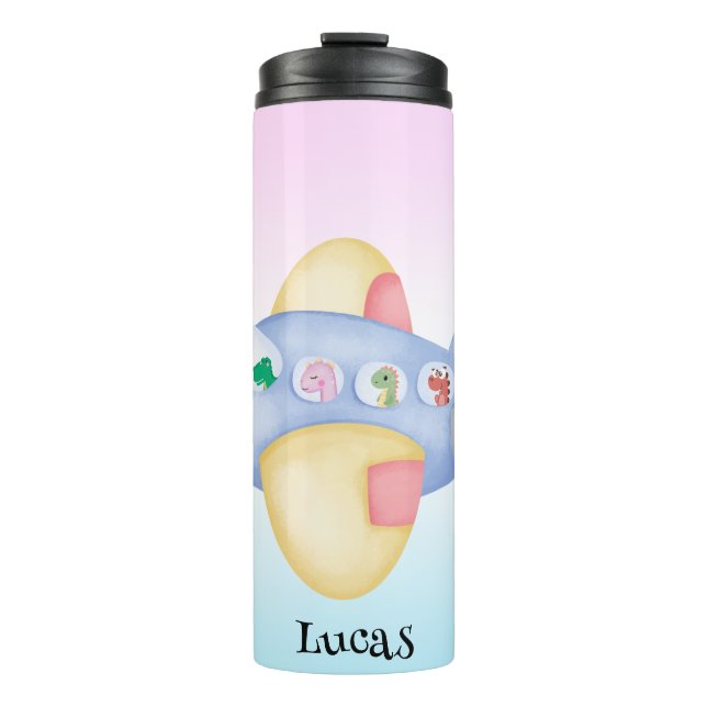 Termo Avión de dinosaurio lindo Niños estudiantes fiesta (Anverso)