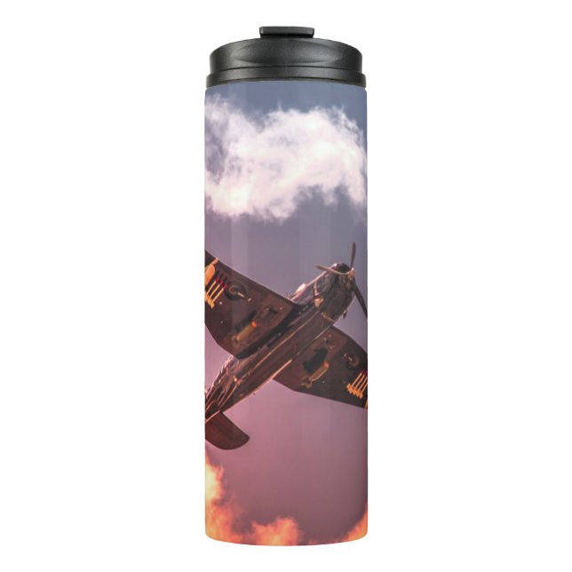 Termo Avión Vintage Hermoso Cielo (Anverso)