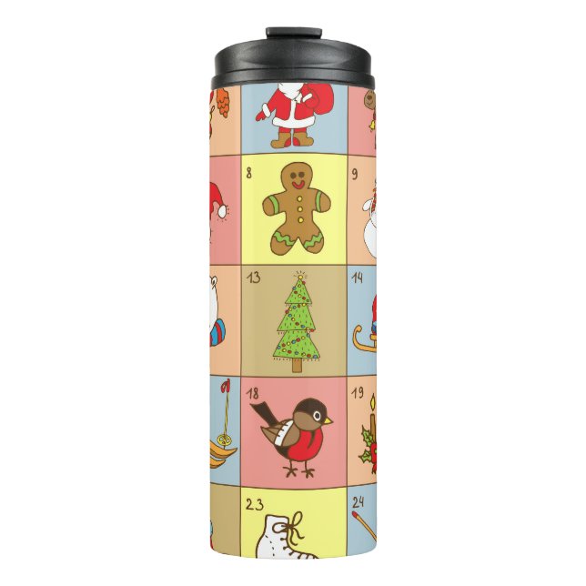 Termo Aviso de navidades: Colección de elementos Doodle (Anverso)