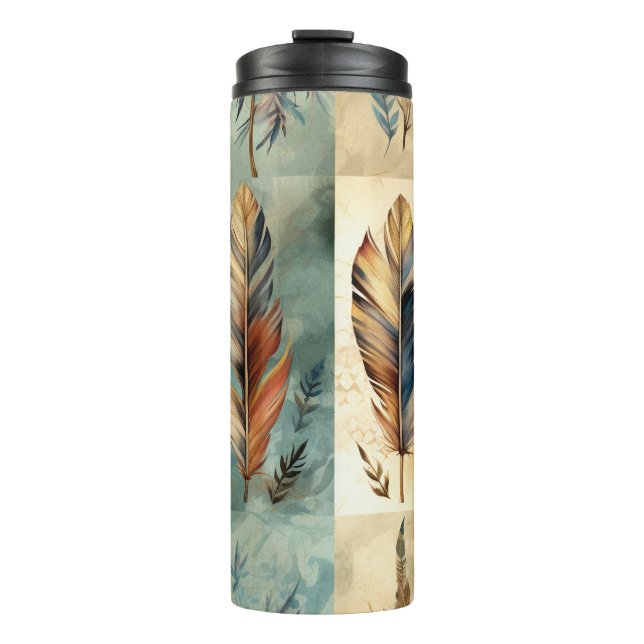 Termo Aztec Tribal Feathers Medicine Stick (Anverso)
