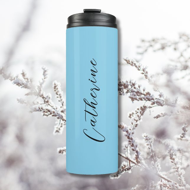 Termo Azul Celeste Negro Elegante Mínimo Personalizado (Subido por el creador)
