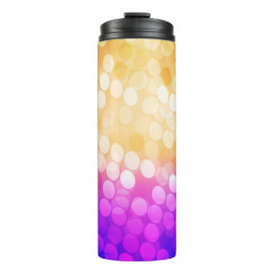 Termo Azul claro, amarillo con esferas. Borroso b