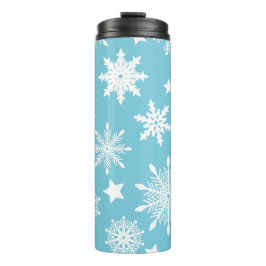TERMO AZUL CON SNOWFLAKES DE VACACIONES BLANCAS