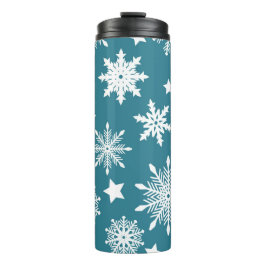 TERMO AZUL CON SNOWFLAKES DE VACACIONES BLANCAS