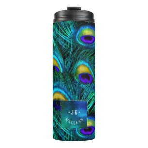 Termo Azul de cobalto de piel de pavo real PixDezines