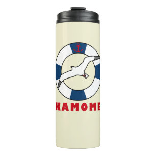 Termo Azul de la Marina de los Anillos de Gaviota y Nata