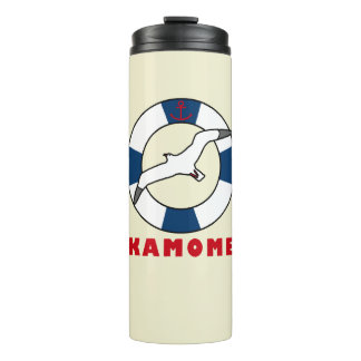 Termo Azul de la Marina de los Anillos de Gaviota y Nata