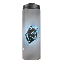 Termo Azul del icono del lobo Nevado