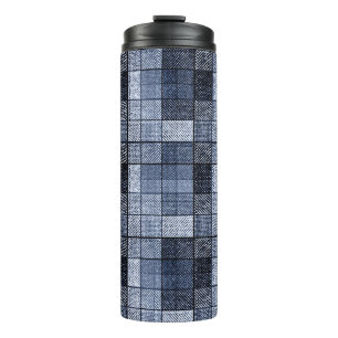 Termo Azul, denim, tartán, plaid.