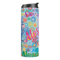 Azul Floral Cualquier nombre Collage Cute Girly