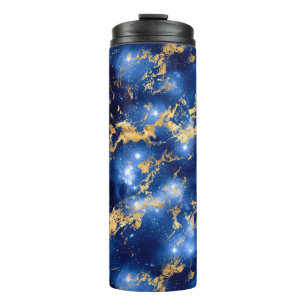 Termo Azul Impresionante, Mármol Galaxia de Oro