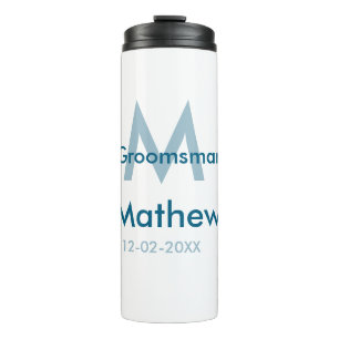 Termo azul marino groomsman nombre letra fecha masculino