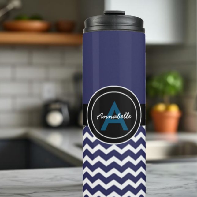 Termo Azul oscuro negro Chevron (Subido por el creador)
