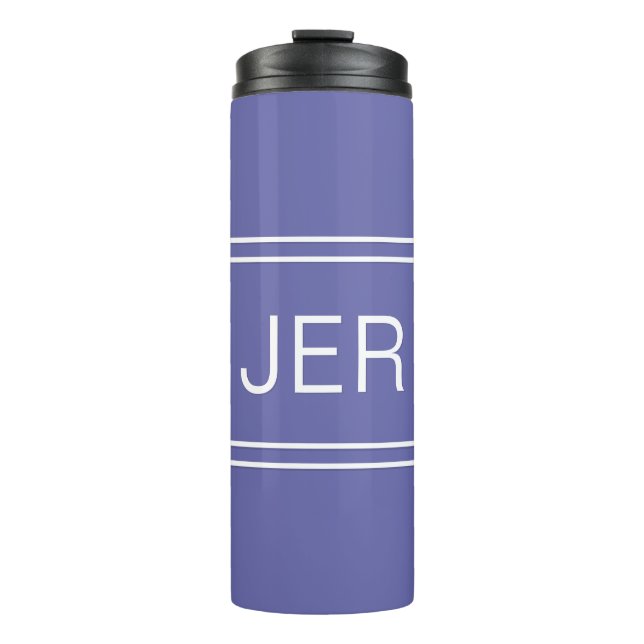Termo Azul Periwinkle Iniciales Modernas Monogramadas Si (Anverso)
