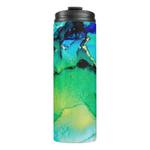 Termo AZUL PERSA, verde cartón. Arte bello